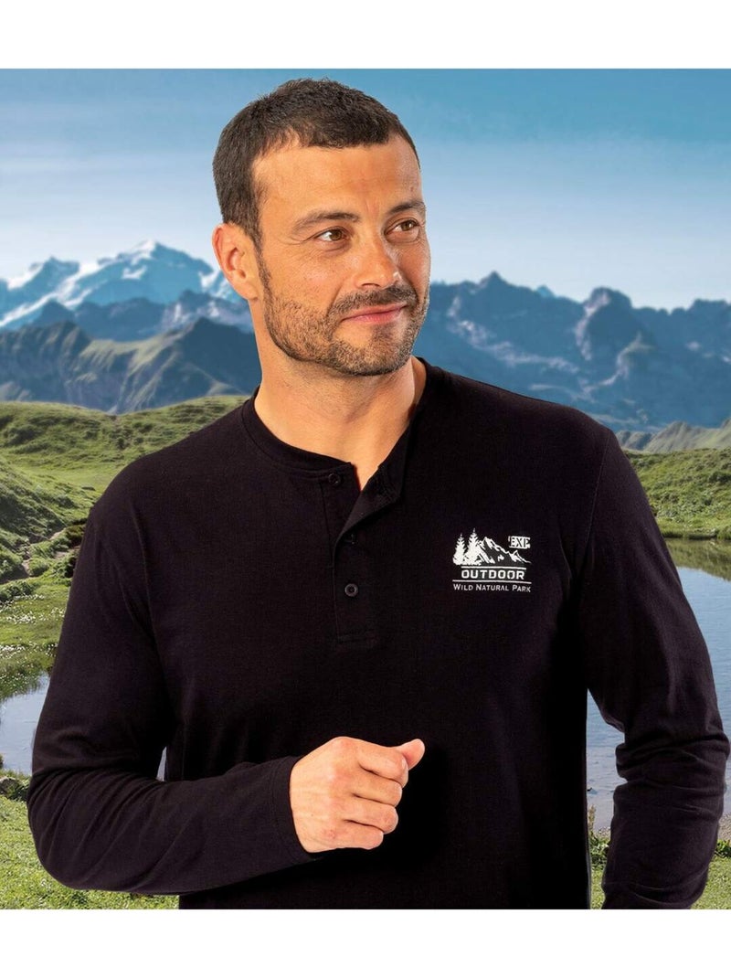 Set van 3 longsleeves Wild Park - ATLAS FOR MEN Blauw Rood Zwart - Kiabi