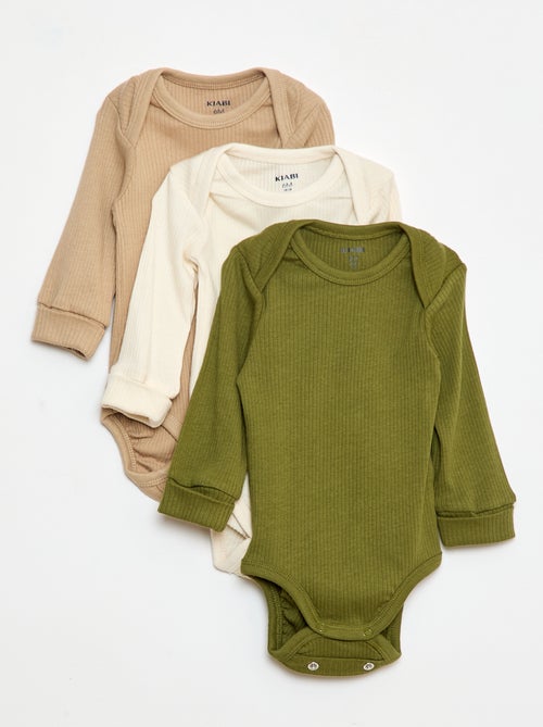 Set van 3 meegroeiende rompers met US-hals en lange mouwen - Kiabi