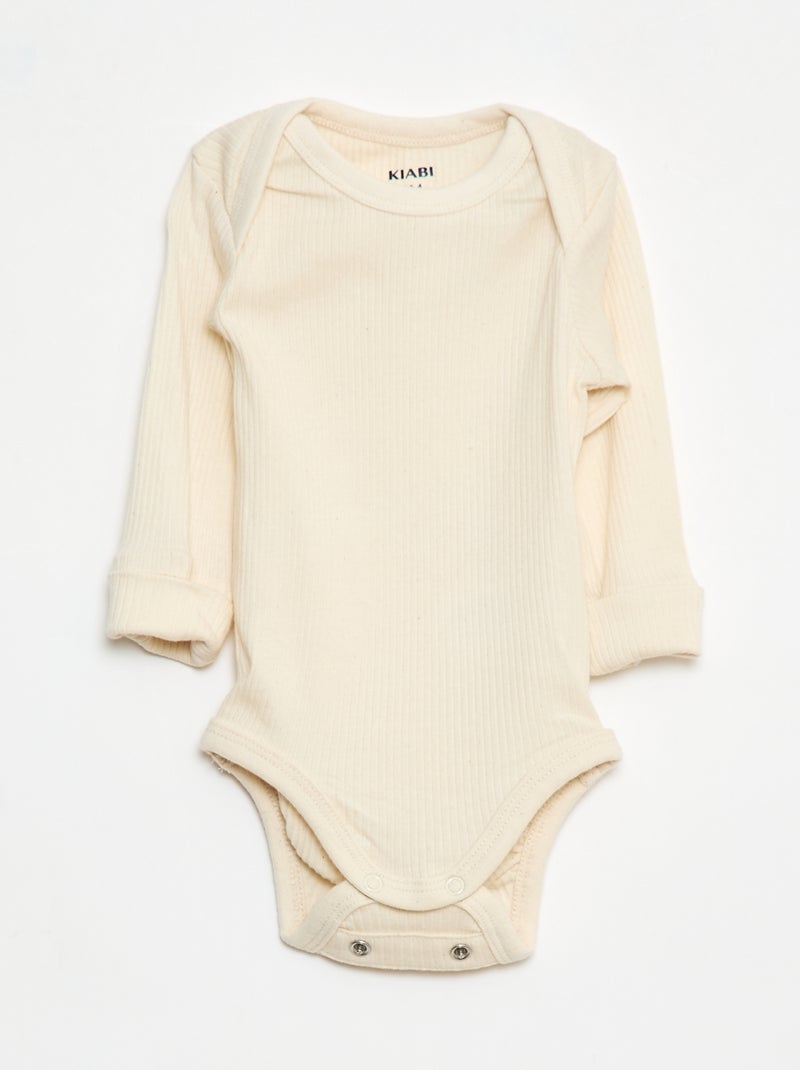 Set van 3 meegroeiende rompers met US-hals en lange mouwen Biege - Kiabi