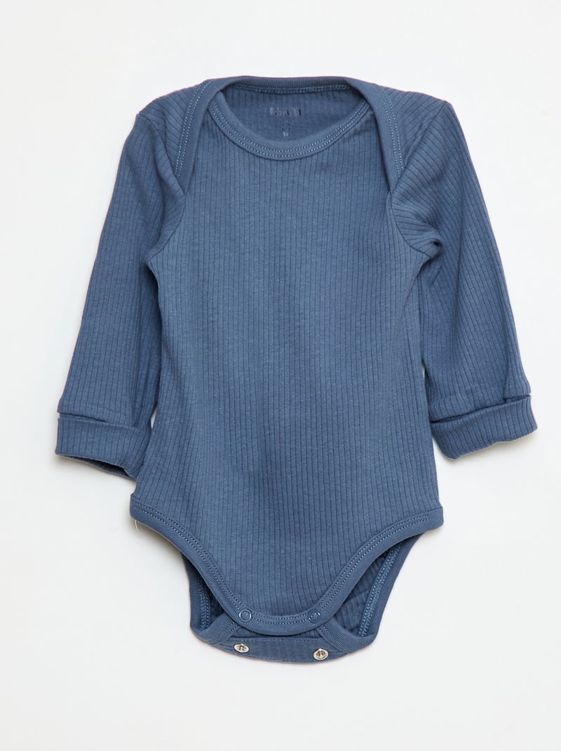 Set van 3 meegroeiende rompers met US-hals en lange mouwen Blauw - Kiabi