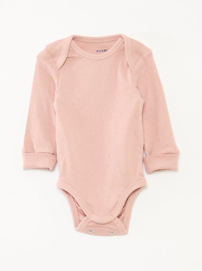 Set van 3 meegroeiende rompers met US-hals en lange mouwen Rose - Kiabi
