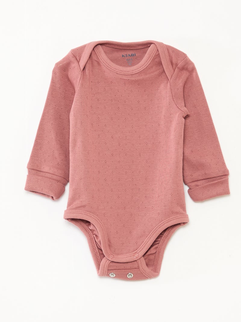 Set van 3 meegroeiende rompers met US-hals en lange mouwen Rose - Kiabi