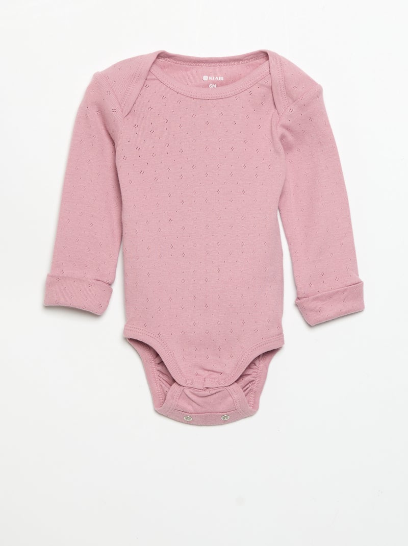 Set van 3 meegroeiende rompers met US-hals en lange mouwen Rose - Kiabi