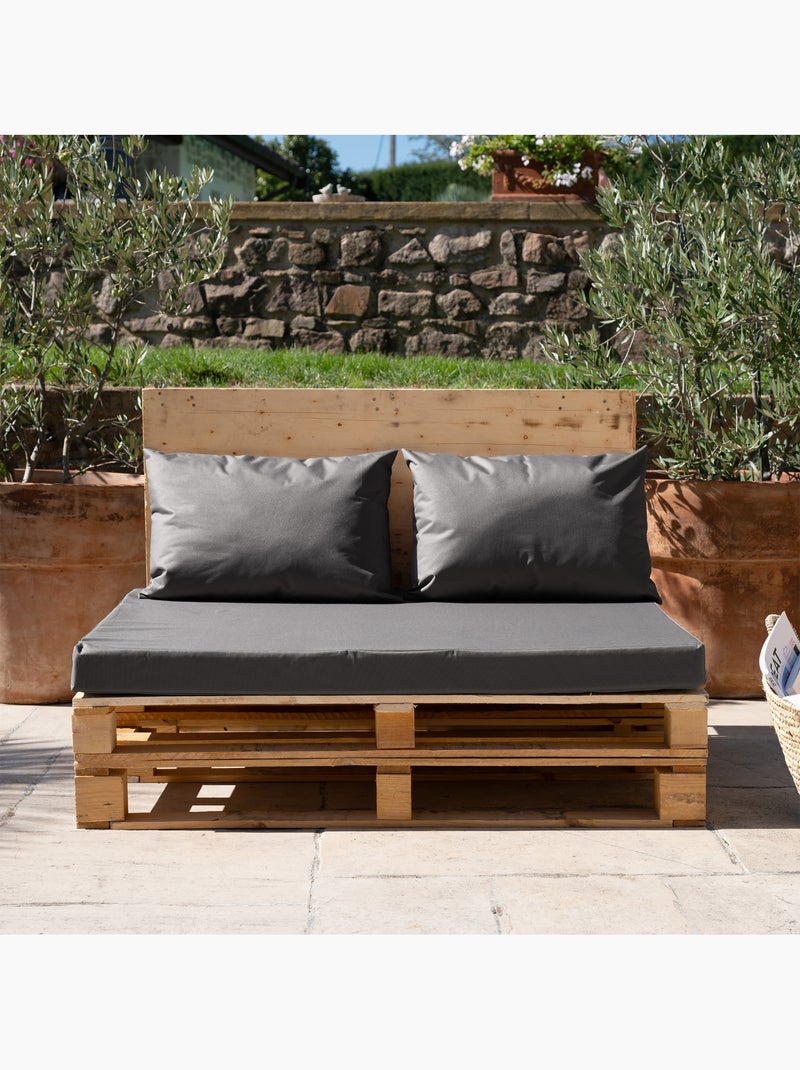 Set van 3 minorque waterproof outdoor palletkussens met afneembare hoezen Antracietgrijs - Kiabi