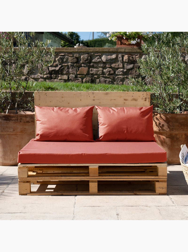 Set van 3 minorque waterproof outdoor palletkussens met afneembare hoezen Kersenrood - Kiabi