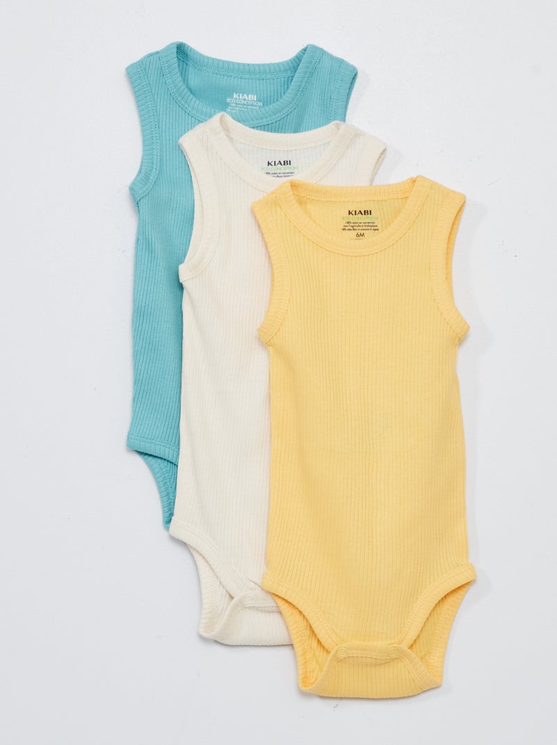 Set van 3 mouwloze body's met print GEEL - Kiabi