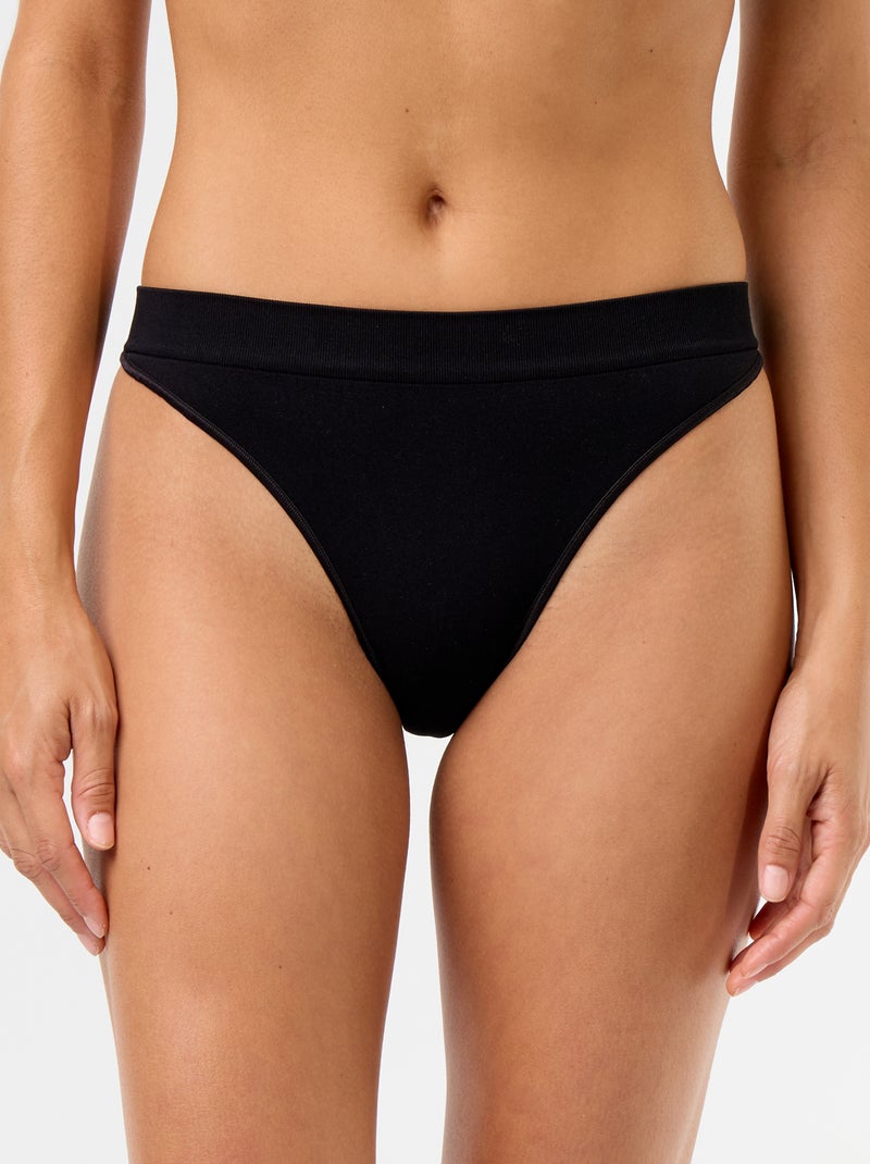 Set van 3 naadloze tanga's Zwart - Kiabi