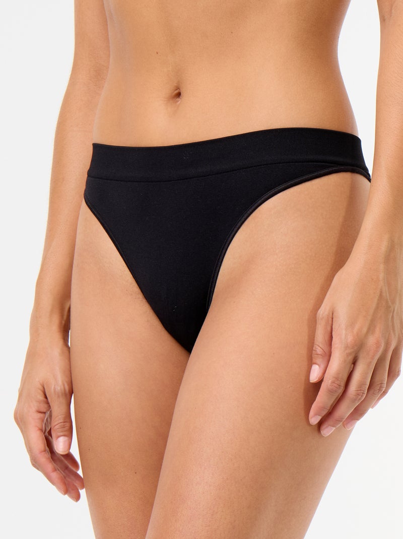 Set van 3 naadloze tanga's Zwart - Kiabi