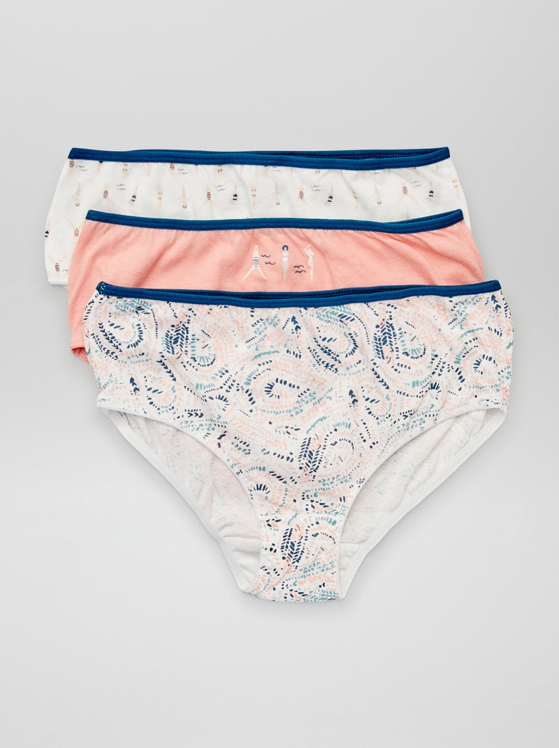 Set van 3 onderbroekjes 'Petit Beguin' ecru / roze - Kiabi