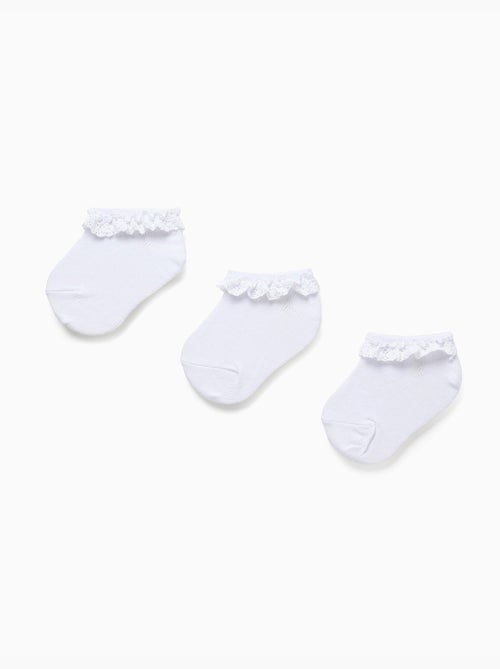 Set van 3 paar enkelsokken met kanten details - Kiabi