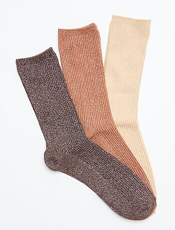 Set van 3 paar glitterende enkelsokken