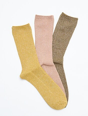 Set van 3 paar glitterende enkelsokken