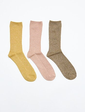 Set van 3 paar glitterende enkelsokken
