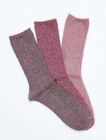 Set van 3 paar glitterende enkelsokken