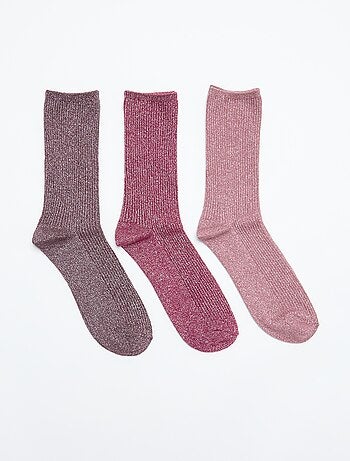 Set van 3 paar glitterende enkelsokken
