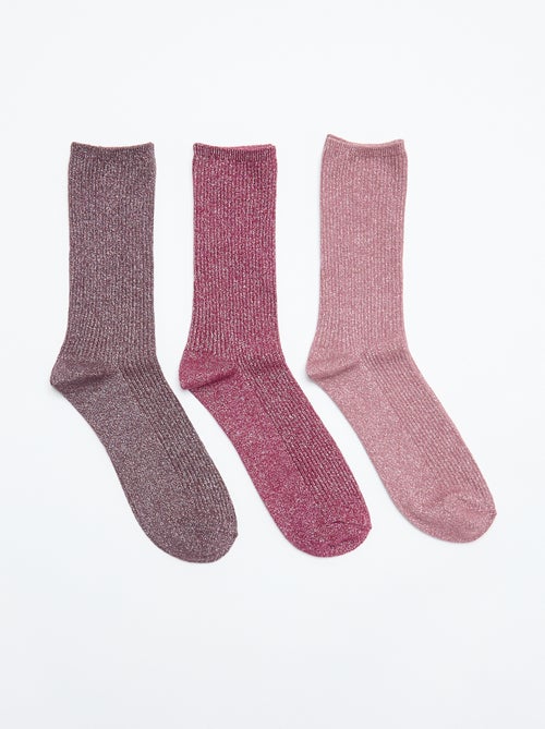 Set van 3 paar glitterende enkelsokken - Kiabi