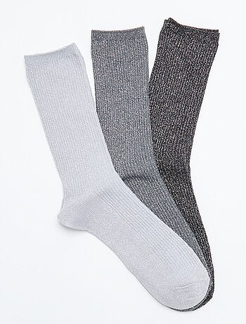 Set van 3 paar glitterende enkelsokken
