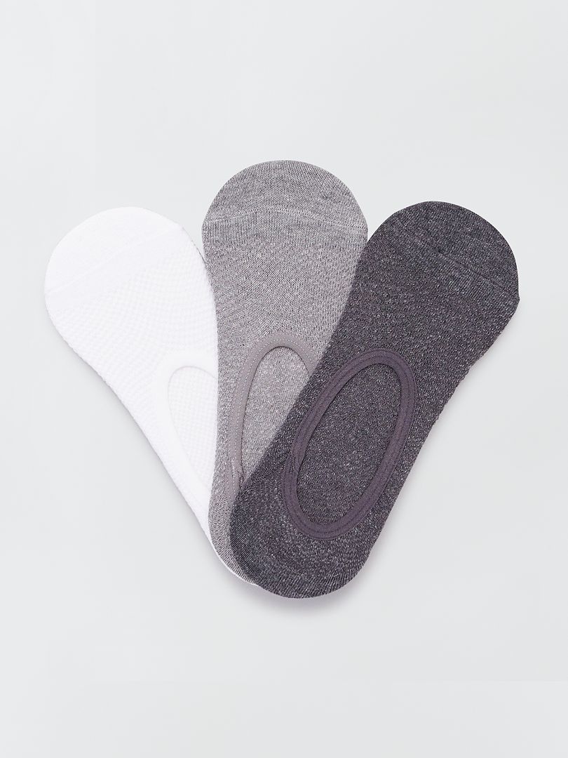 Set van 3 paar onzichtbare sokken grijs - Kiabi