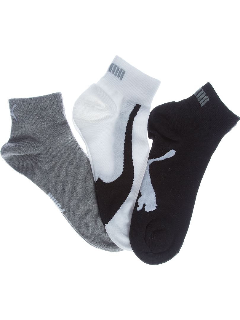 Set van 3 paar 'Puma' korte sokken wit / grijs / zwart - Kiabi