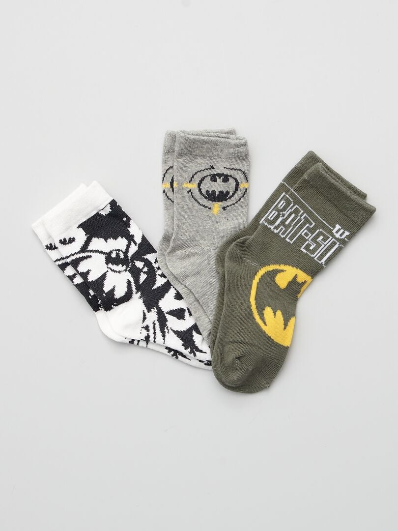 Set van 3 paar sokken 'Batman' grijs / wit - Kiabi