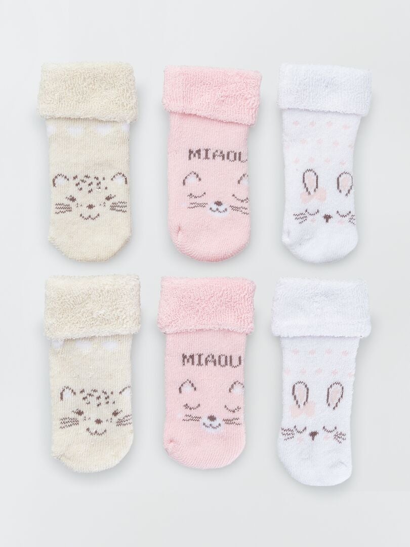 Set van 3 paar sokken met dierenprints kat - Kiabi