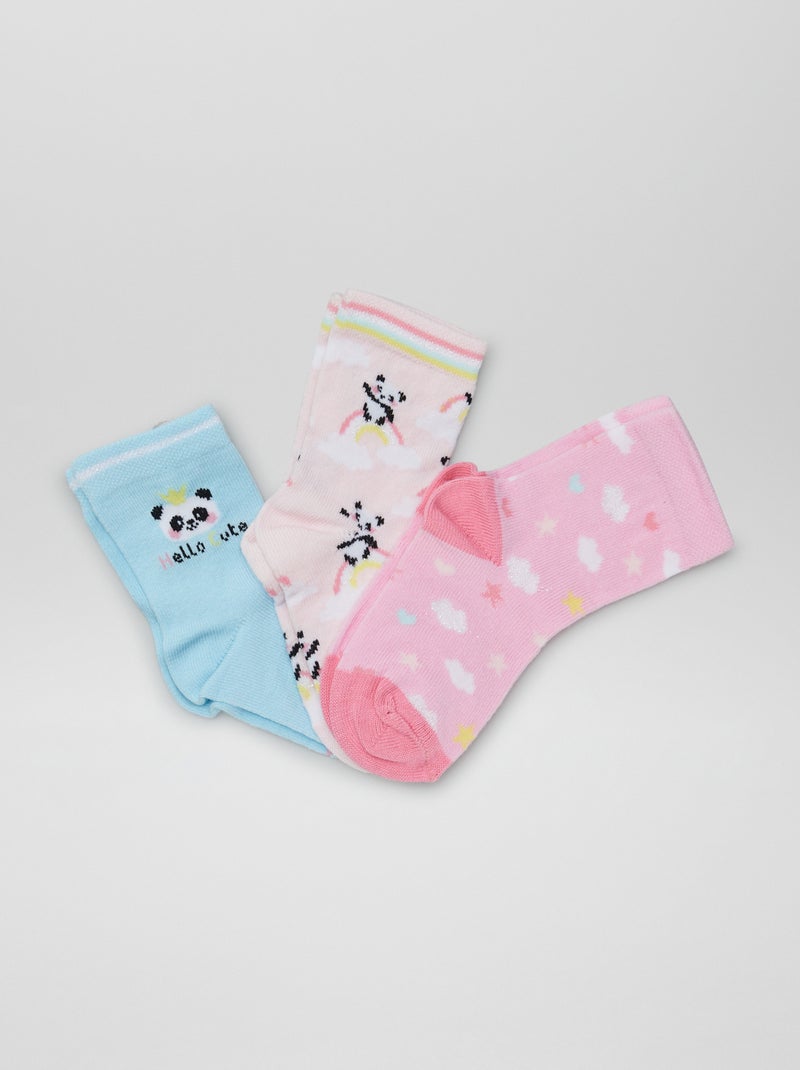 Set van 3 paar sokken met print ROSE - Kiabi