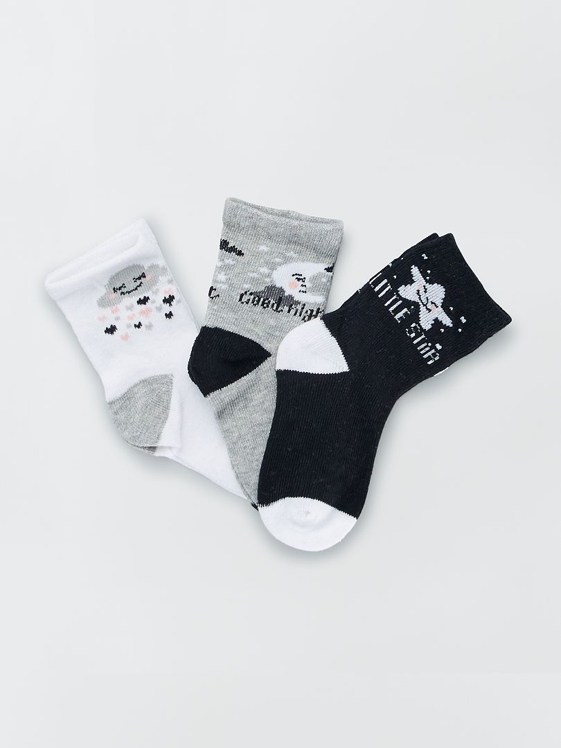 Set van 3 paar sokken met print ZWART - Kiabi