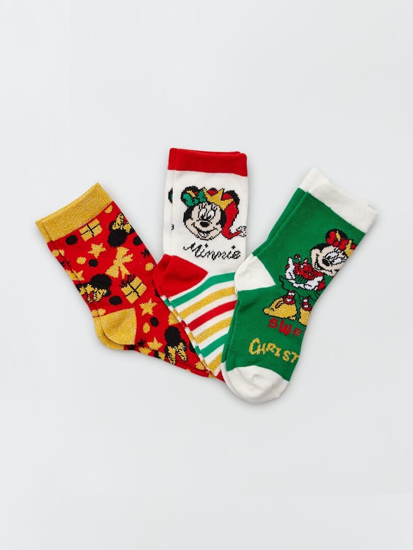Set van 3 paar sokken 'Mickey' wit gestreept - Kiabi