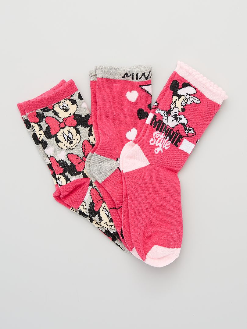 Set van 3 paar sokken 'Minnie' roze - Kiabi