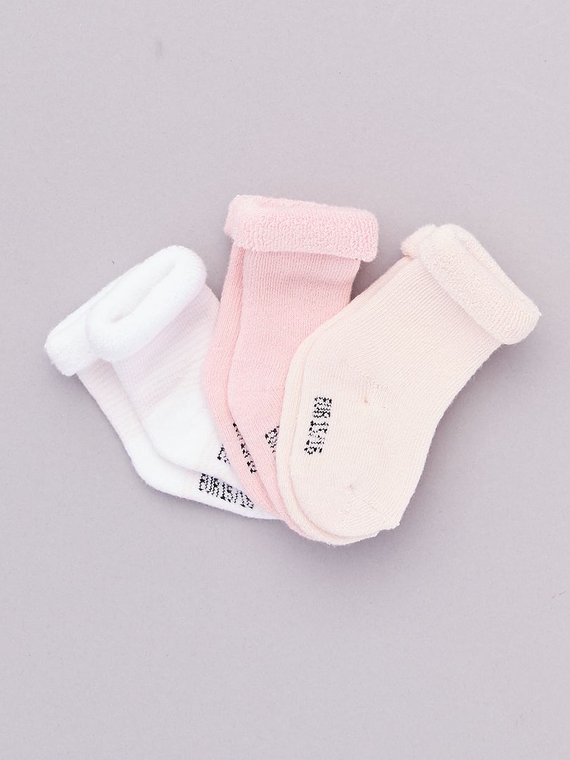 Set van 3 paar sokken roze - Kiabi