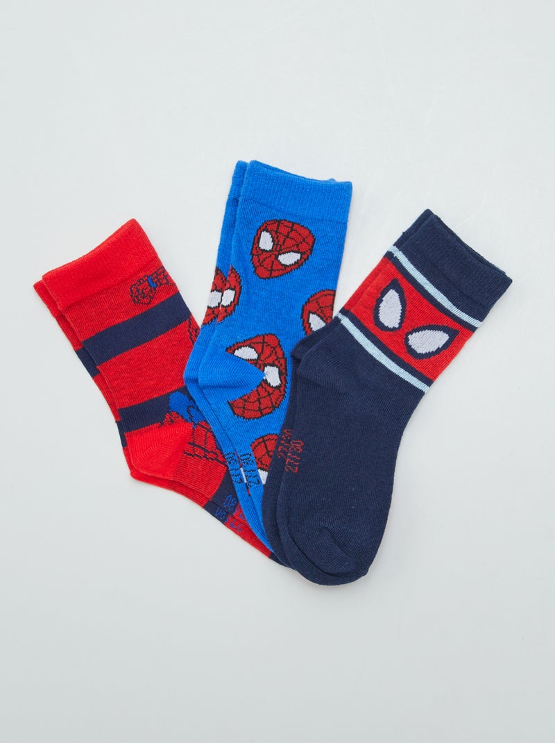 Set van 3 paar sokken 'Spider-Man' BLAUW - Kiabi