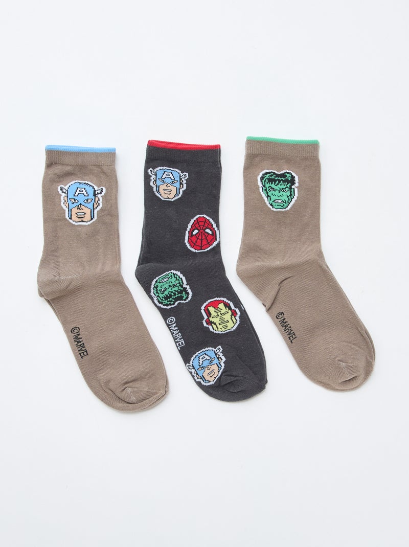 Set van 3 paar sokken 'Spiderman' Bruin - Kiabi