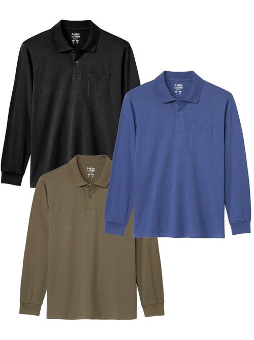 Set van 3 polo’s Outdoor met lange mouwen - ATLAS FOR MEN - Kiabi