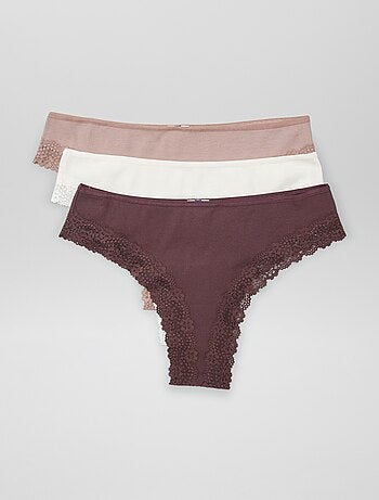 Set van 3 ribgebreide tanga's