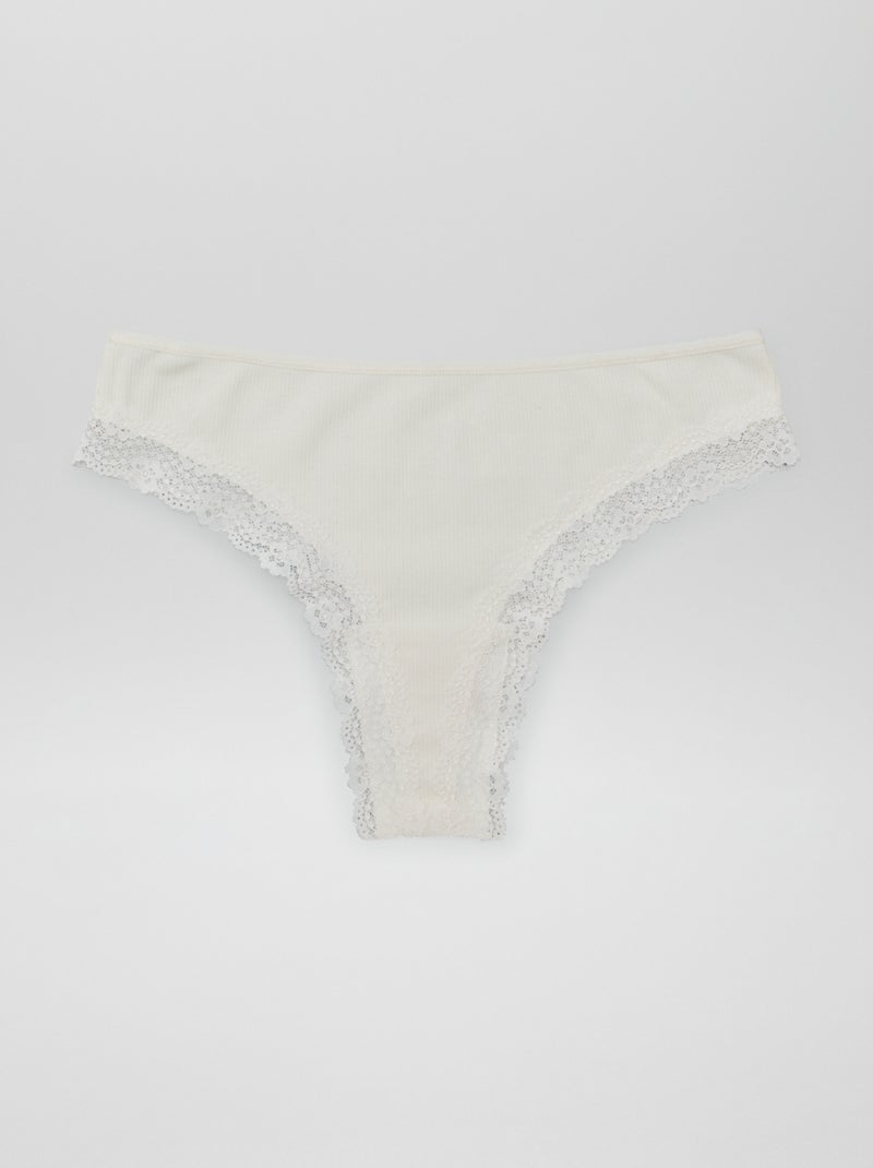 Set van 3 ribgebreide tanga's bruin - Kiabi