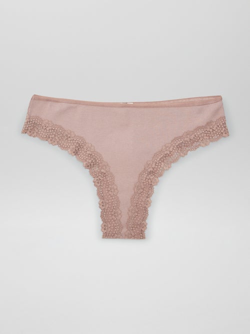 Set van 3 ribgebreide tanga's - Kiabi