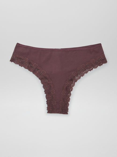 Set van 3 ribgebreide tanga's - Kiabi