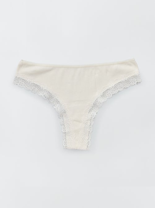 Set van 3 ribgebreide tanga's - Kiabi Set van 3 ribgebreide tanga's - Kiabi