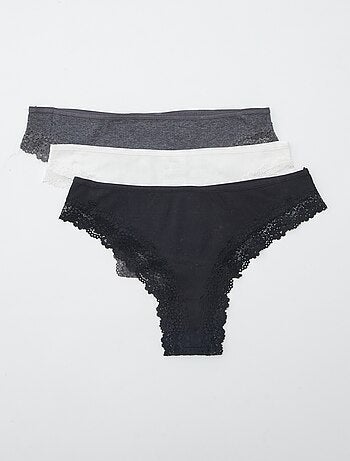 Set van 3 ribgebreide tanga's