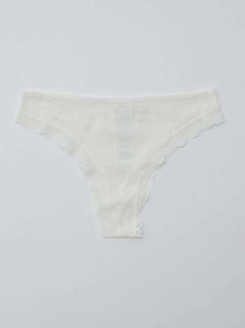 Set van 3 ribgebreide tanga's - Kiabi