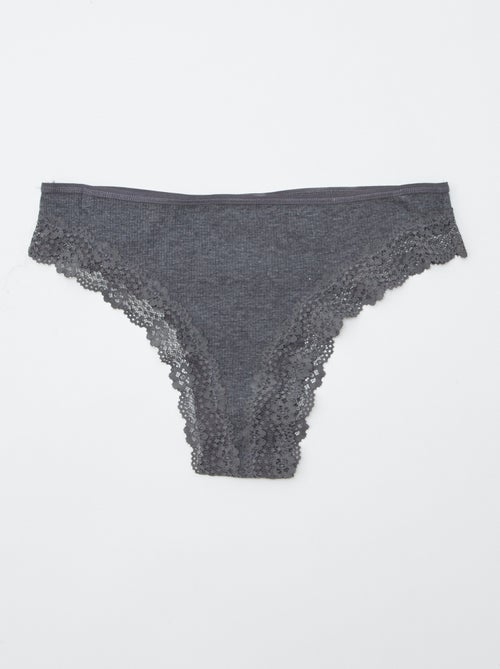 Set van 3 ribgebreide tanga's - Kiabi