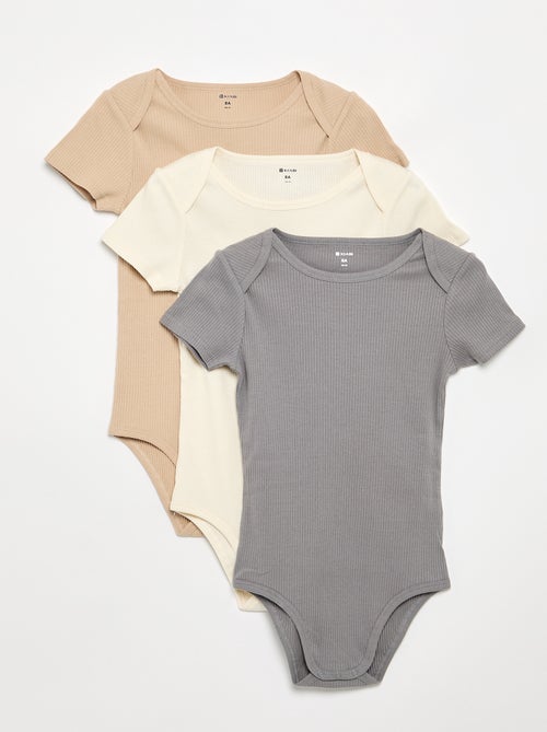 Set van 3 ribstoffen bodies - gemakkelijk aan te trekken collectie - Kiabi