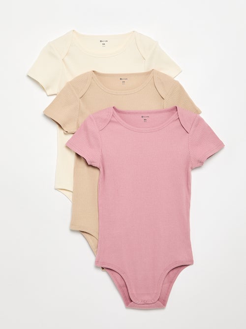 Set van 3 ribstoffen bodies - gemakkelijk aan te trekken collectie - Kiabi