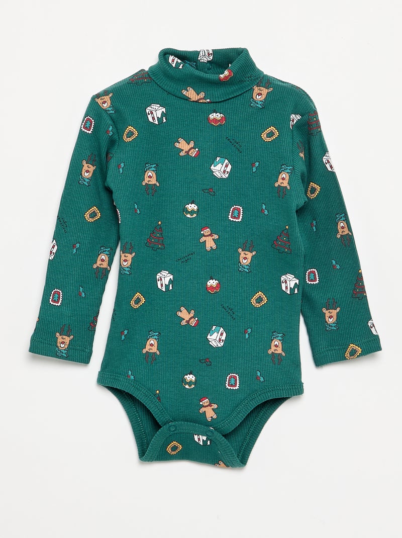 Set van 3 rompertjes met coltrui Groen - Kiabi