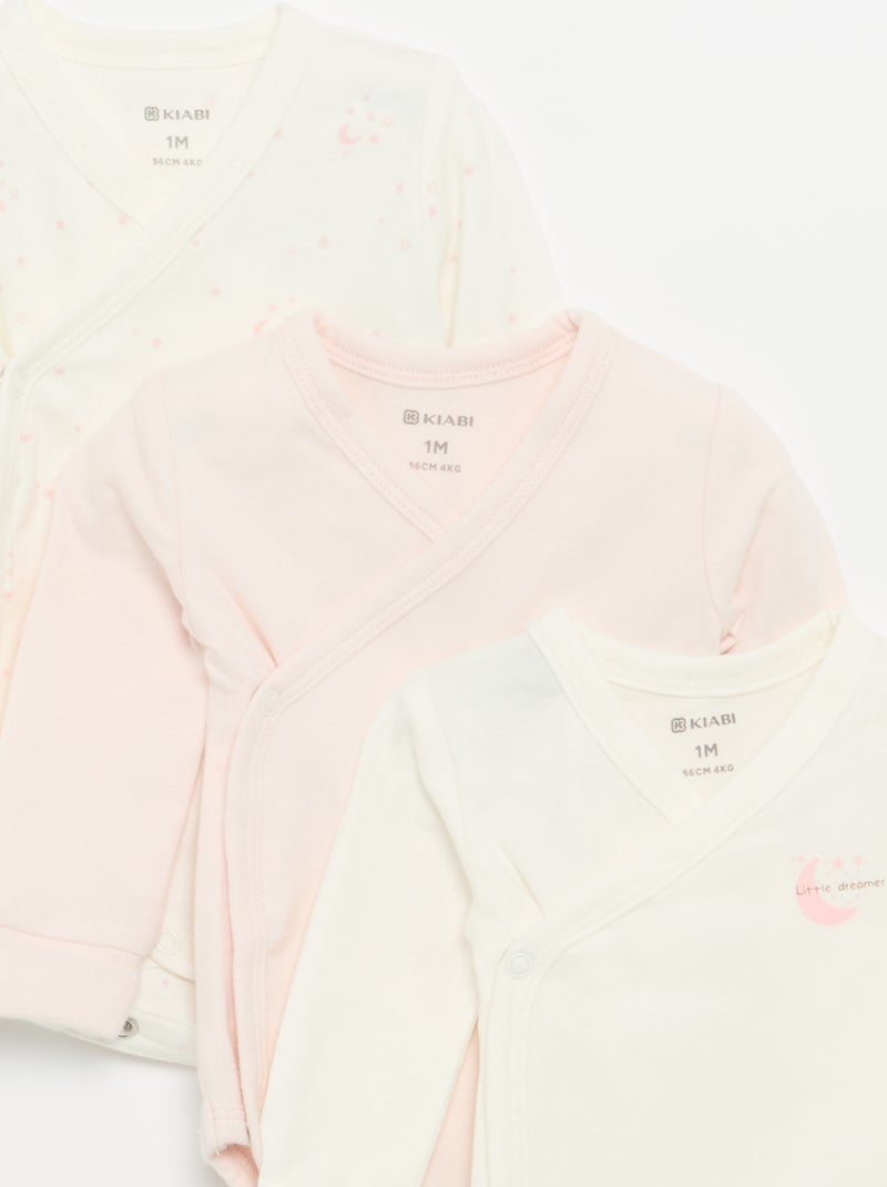 Set van 3 rompertjes met lange mouwen Rose - Kiabi