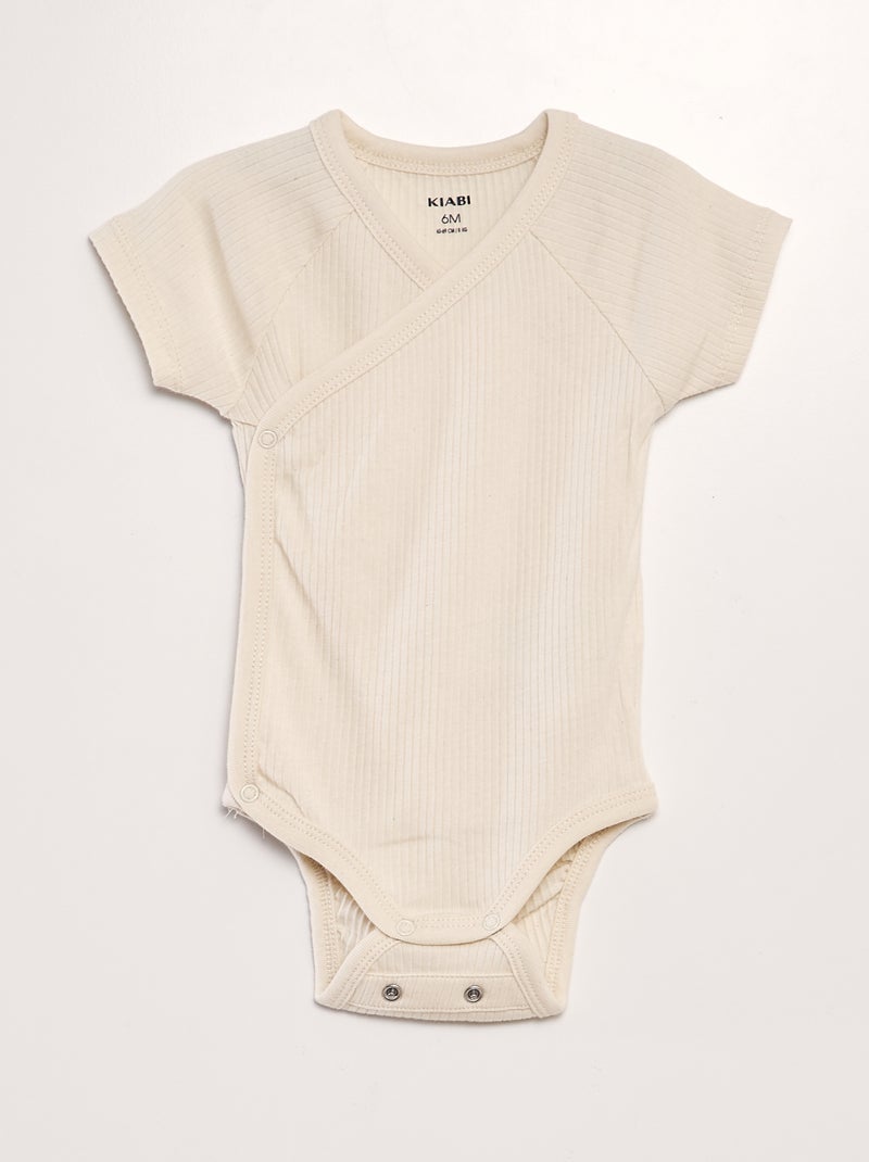 Set van 3 rompertjes met ribbeltextuur BIEGE - Kiabi