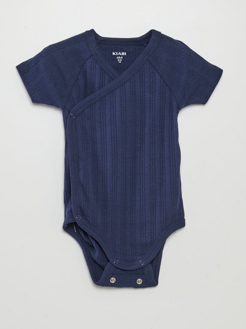 Set van 3 rompertjes met ribbeltextuur BLAUW - Kiabi