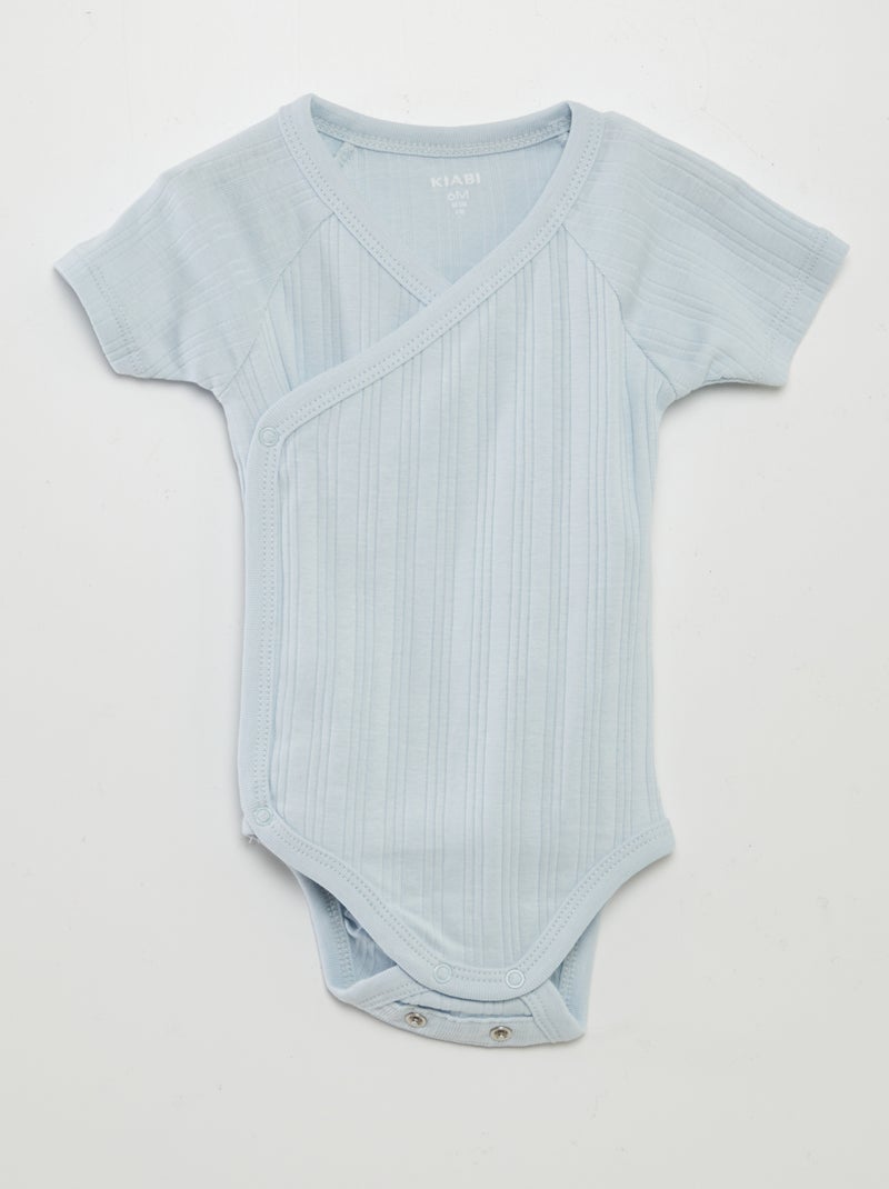 Set van 3 rompertjes met ribbeltextuur BLAUW - Kiabi