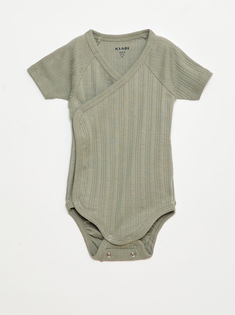 Set van 3 rompertjes met ribbeltextuur Groen - Kiabi