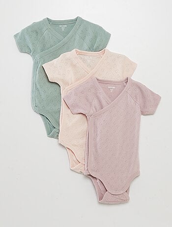 Set van 3 rompertjes met ribbeltextuur